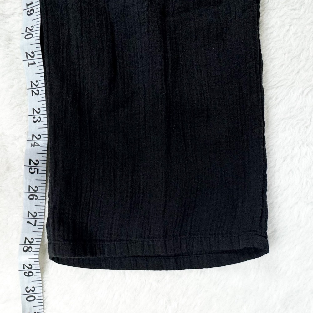 Quince Womens M Organic Cotton Gauze Straight Leg Pants Black NWT Drawstring - Picture 12 of 12